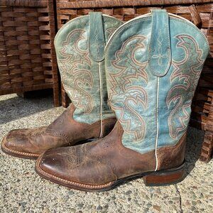 Green Dan Post Genuine Leather Cowboy Boots, Size 9